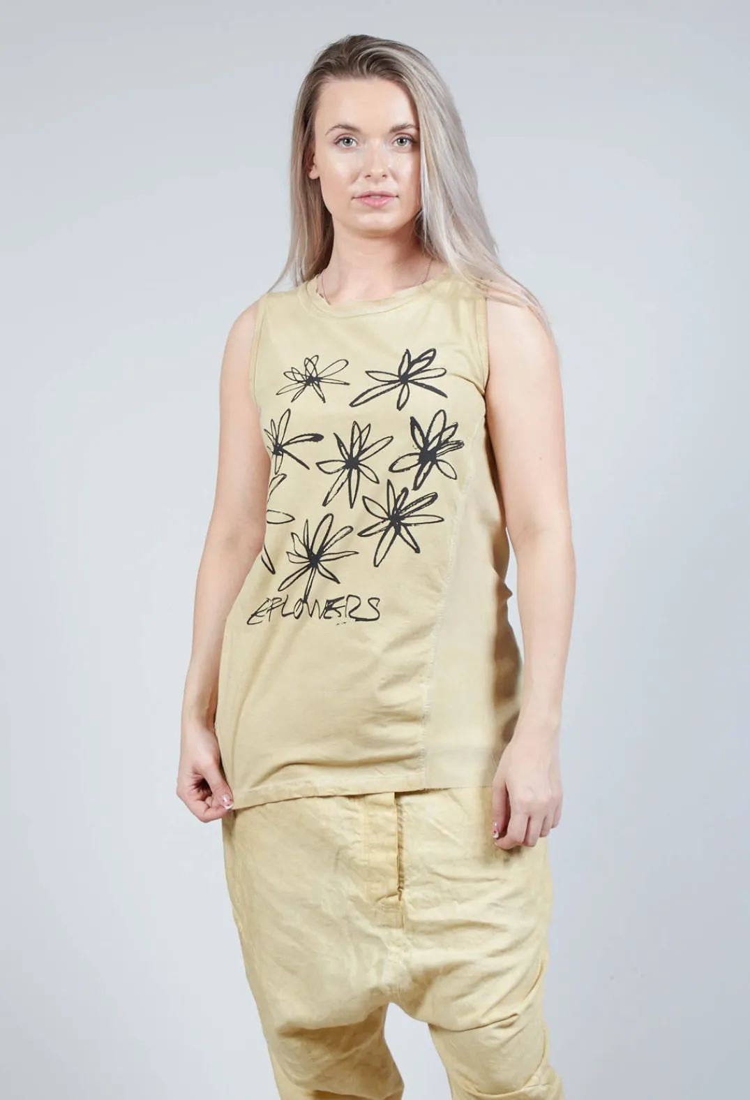 Rundholz Dip Tops^Flower Print Graphic Vest in Wax Flock Cloud