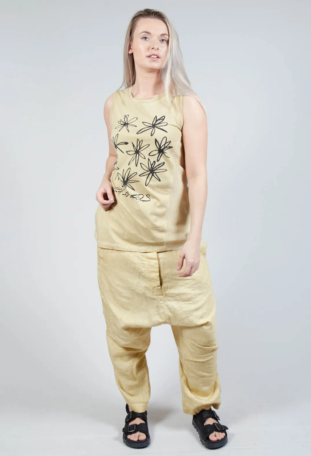 Rundholz Dip Tops^Flower Print Graphic Vest in Wax Flock Cloud