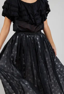 Mei Meij Skirts^Flower Print Midi Skirt in Black