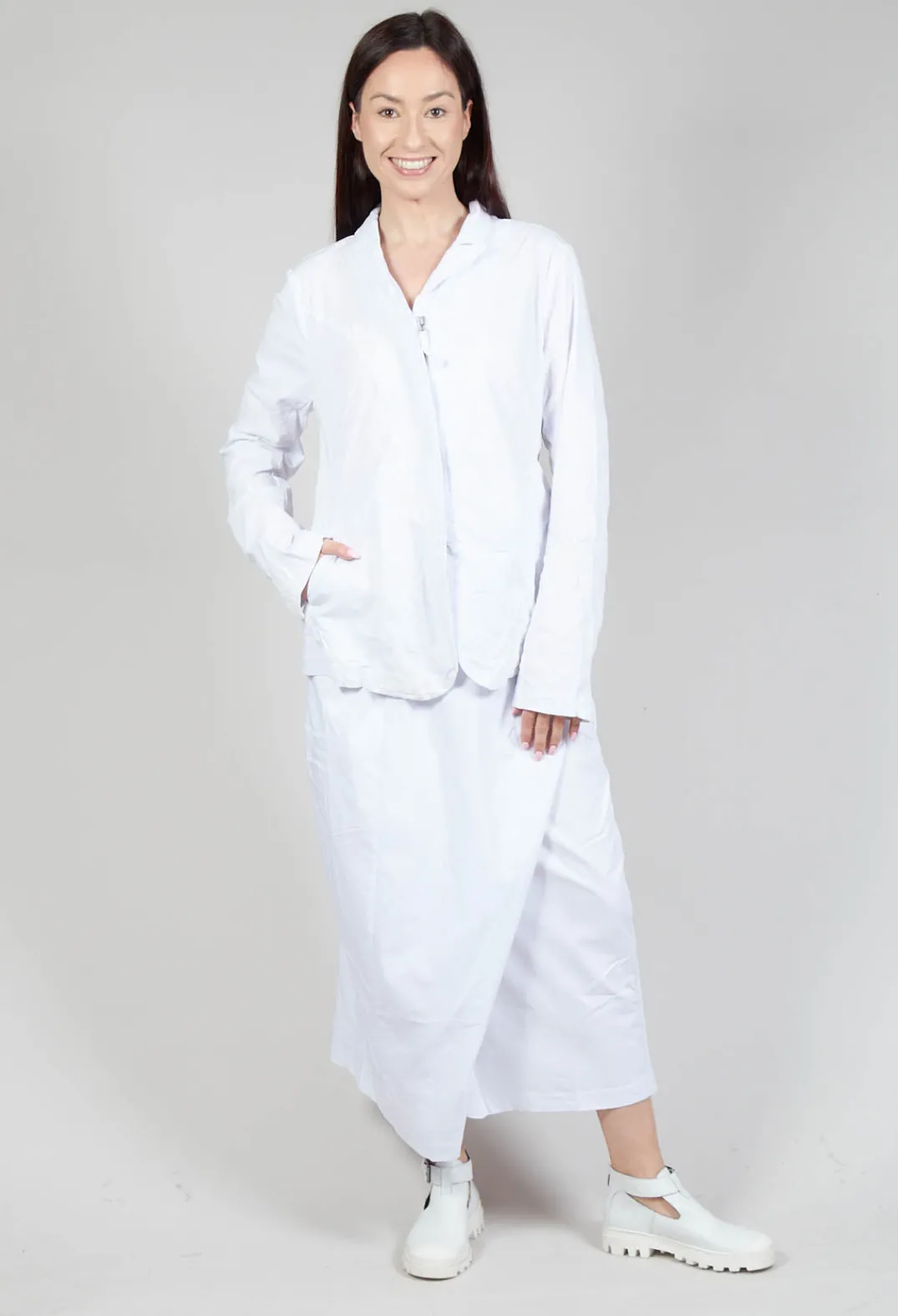 Rundholz Dip Jackets^Flower Print Open Jacket in White Flock Print