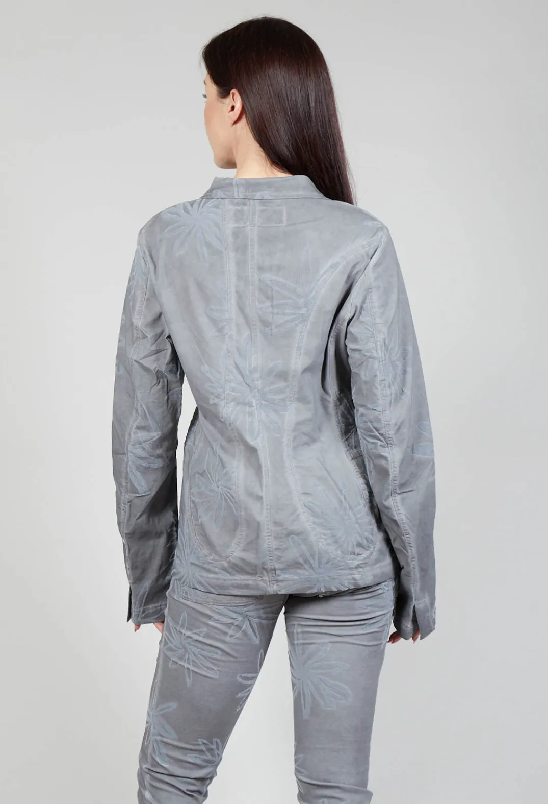 Rundholz Dip Jackets^Flower Print Open Jacket in C.Coal 70% Flock Cloud