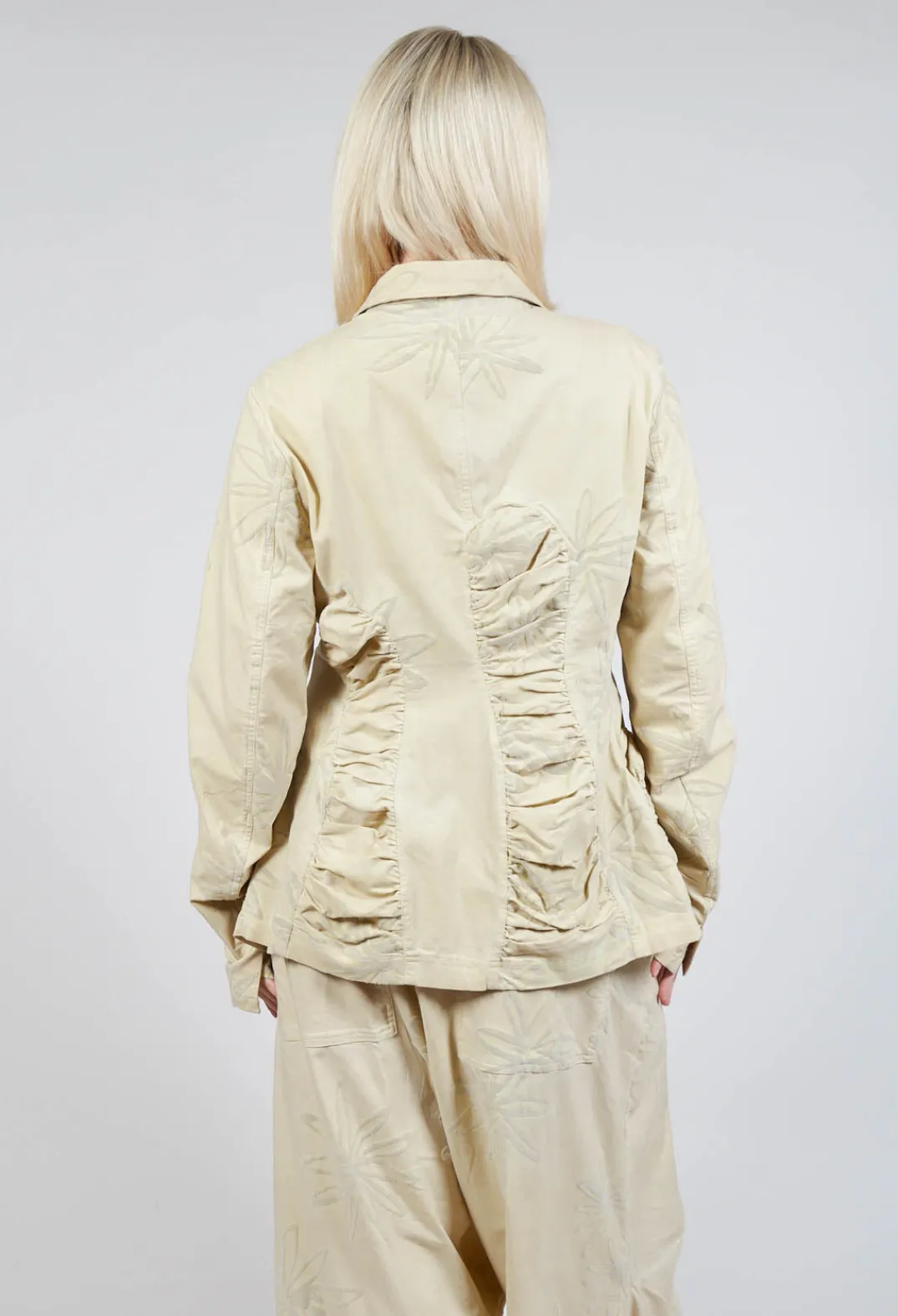 Rundholz Dip Jackets^Flower Print Ruched Jacket in Wax Flock Cloud