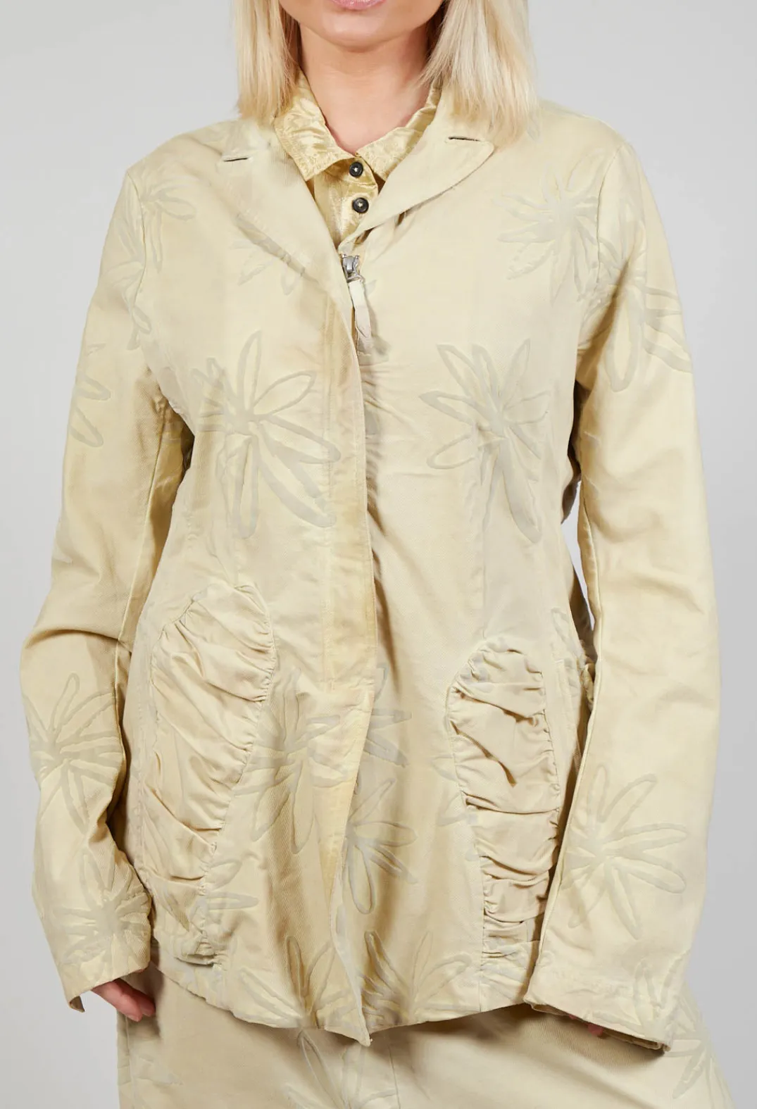Rundholz Dip Jackets^Flower Print Ruched Jacket in Wax Flock Cloud