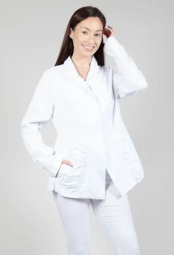 Rundholz Dip Jackets^Flower Print Ruched Jacket in White Flock Print