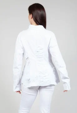 Rundholz Dip Jackets^Flower Print Ruched Jacket in White Flock Print
