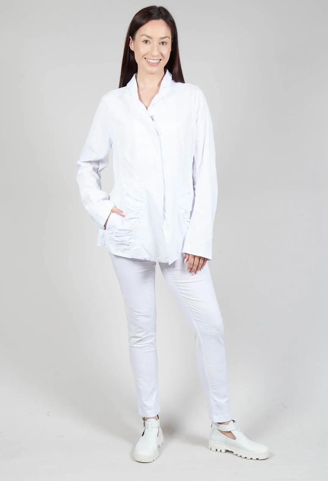 Rundholz Dip Jackets^Flower Print Ruched Jacket in White Flock Print