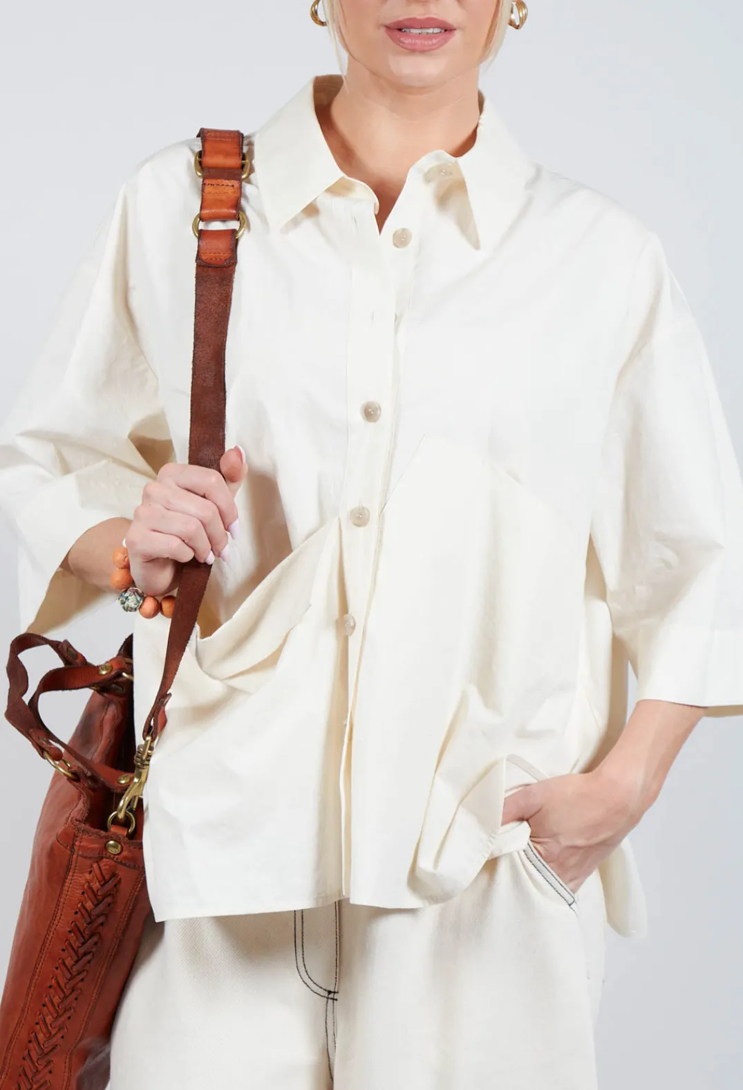 SOH Shirts & Blouses^Folded Pocket Shirt in Off White