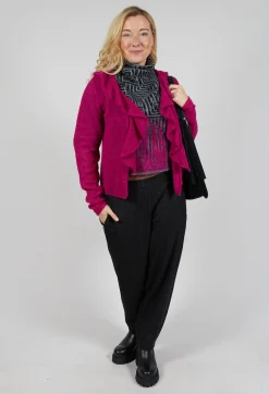 Sarah Pacini Cardigans^Frill Knit Cardigan in Magenta