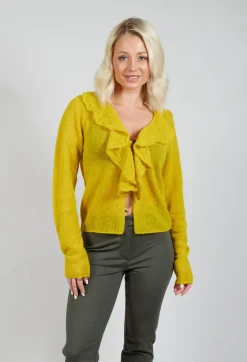Sarah Pacini Cardigans^Frill Knit Cardigan in Yellow