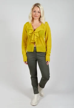 Sarah Pacini Cardigans^Frill Knit Cardigan in Yellow