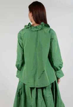 Les Filles d'Ailleurs Tops^Frill Neck Blouse in Apple Green