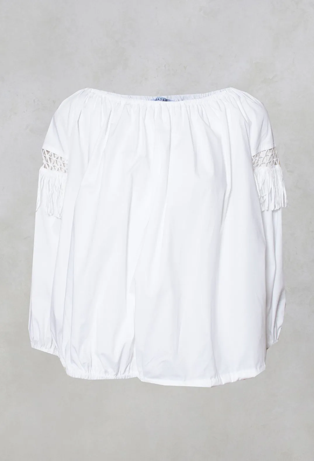 Beatrice B Shirts & Blouses^Fringe Open Work Detail Blouse in White