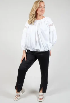 Beatrice B Shirts & Blouses^Fringe Open Work Detail Blouse in White