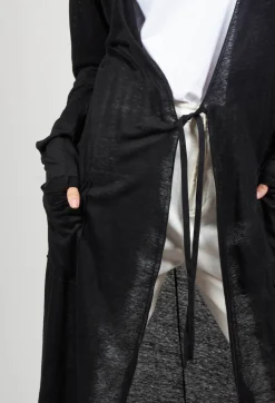 Nostra Santissima Cardigans^Full Length Cardigan with Tie Waist in Black