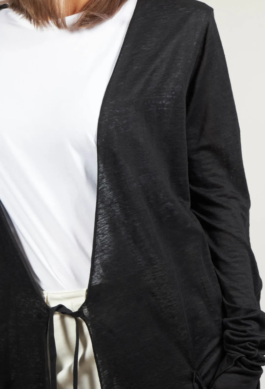 Nostra Santissima Cardigans^Full Length Cardigan with Tie Waist in Black