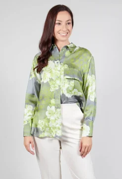 Beatrice B Shirts & Blouses^Garden Print Silk Blouse in Grey