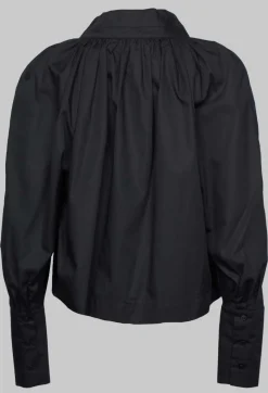 Collectors Club Shirts & Blouses^Gathered Blouse in Black Poplin