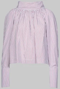 Collectors Club Shirts & Blouses^Gathered Blouse in Blue Red Stripe