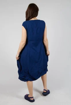 Rundholz Dip Dresses^Gathered Midi Dress with High Boat Neckline in Ocean
