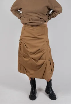 Rundholz Mainline Skirts^Gathered Midi Skirt in Camel