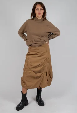 Rundholz Mainline Skirts^Gathered Midi Skirt in Camel