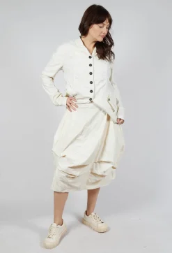 Rundholz Dip Skirts^Gathered Midi Skirt with Back Button-Flap Pockets in Greige