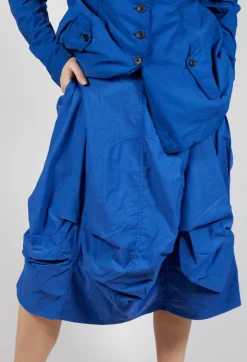 Rundholz Dip Skirts^Gathered Midi Skirt with Back Button-Flap Pockets in Royal