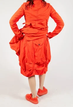 Rundholz Dip Skirts^Gathered Midi Skirt with Back Button-Flap Pockets in Mandarine