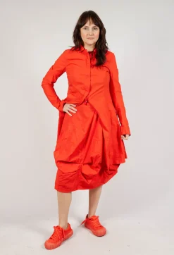 Rundholz Dip Skirts^Gathered Midi Skirt with Back Button-Flap Pockets in Mandarine