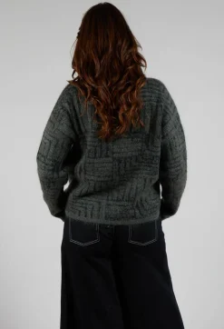 Sarah Pacini Jumpers^Geometric Fluffy Sweater in Khaki