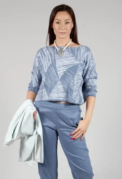 Sarah Pacini Jumpers^Geometric Jumper in Steel Blue