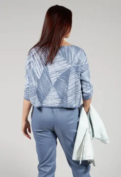 Sarah Pacini Jumpers^Geometric Jumper in Steel Blue