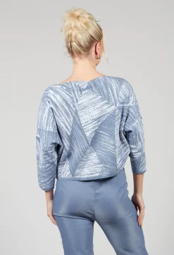 Sarah Pacini Jumpers^Geometric Jumper in Steel Blue