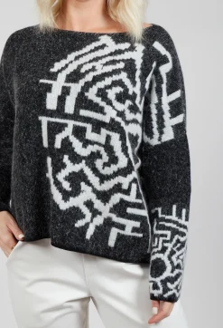 Sarah Pacini Jumpers^Geometric Knit Sweater in Grey