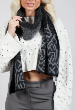 Sarah Pacini Scarves^Geometric Scarf in Steel Grey