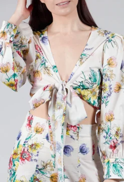 Lavi Tops^Gesso Cropped Blouse in Multicolour