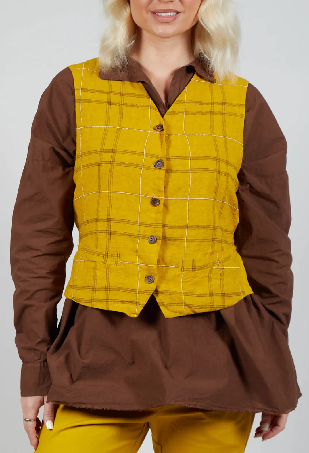 Hannoh Wessel Coats^Gilet Gemma in Safran Check