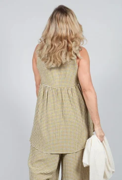 Operificio Neirami Tops^Gingham Babydoll Top in Foglia