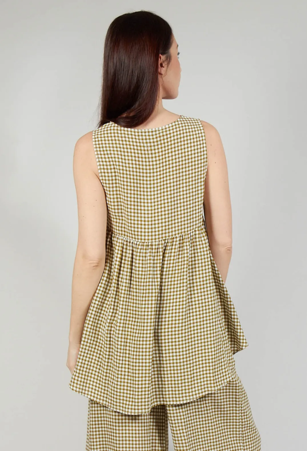 Operificio Neirami Tops^Gingham Babydoll Top in Foglia