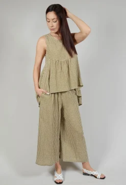 Operificio Neirami Tops^Gingham Babydoll Top in Foglia
