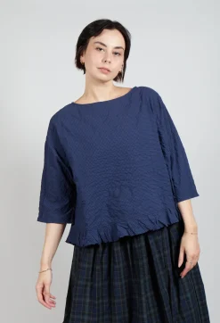 Apuntob Shirts & Blouses^Gingham Blouse in Blue Night