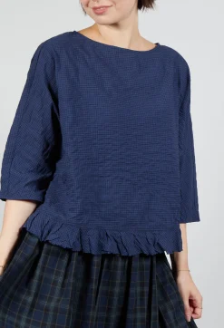 Apuntob Shirts & Blouses^Gingham Blouse in Blue Night