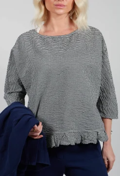 Apuntob Shirts & Blouses^Gingham Blouse in Natural Black