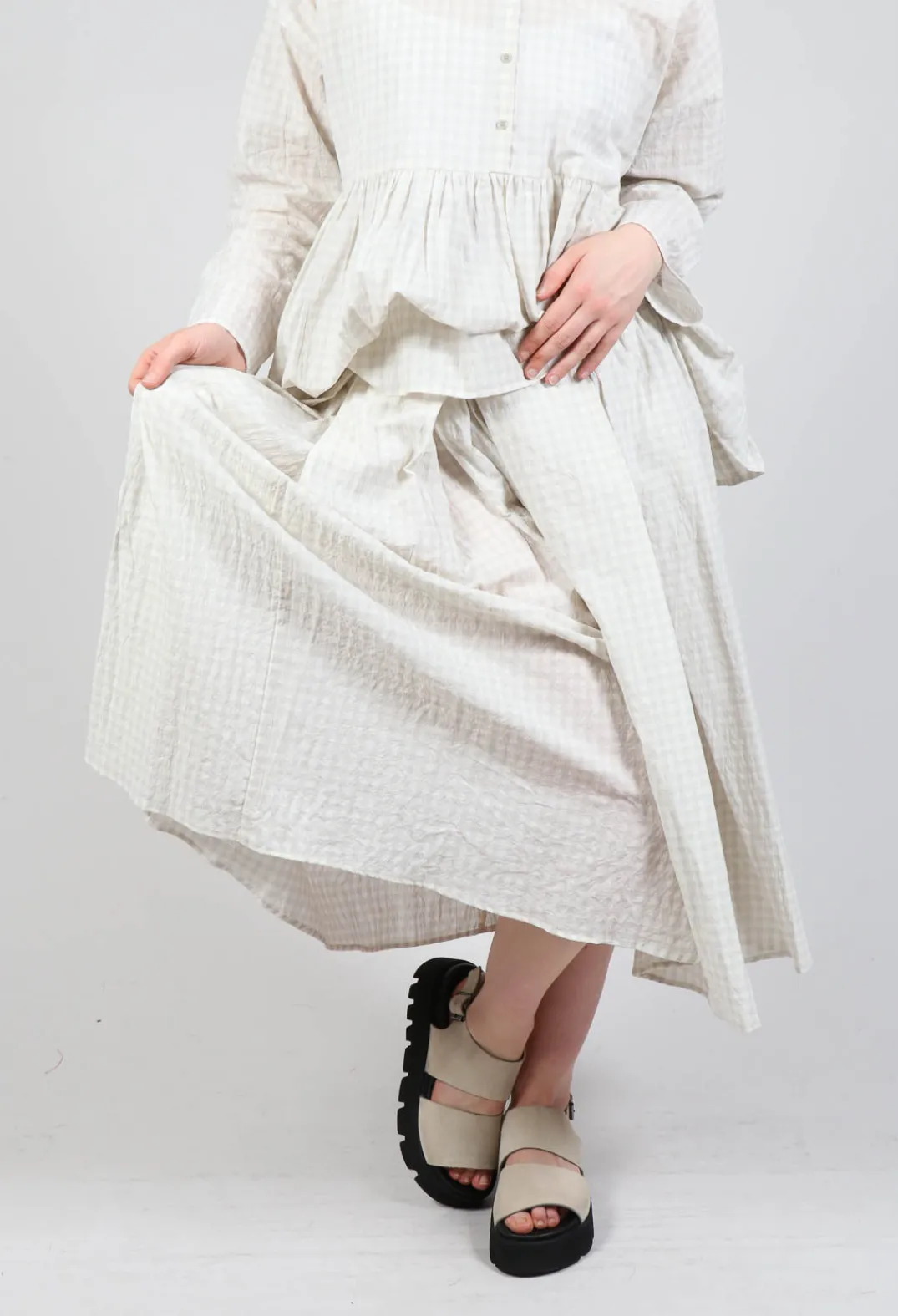 Apuntob Skirts^Gingham Skirt in Limestone
