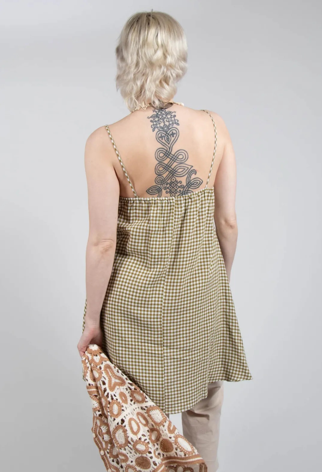 Operificio Neirami Tops^Gingham Tunic Vest in Foglia