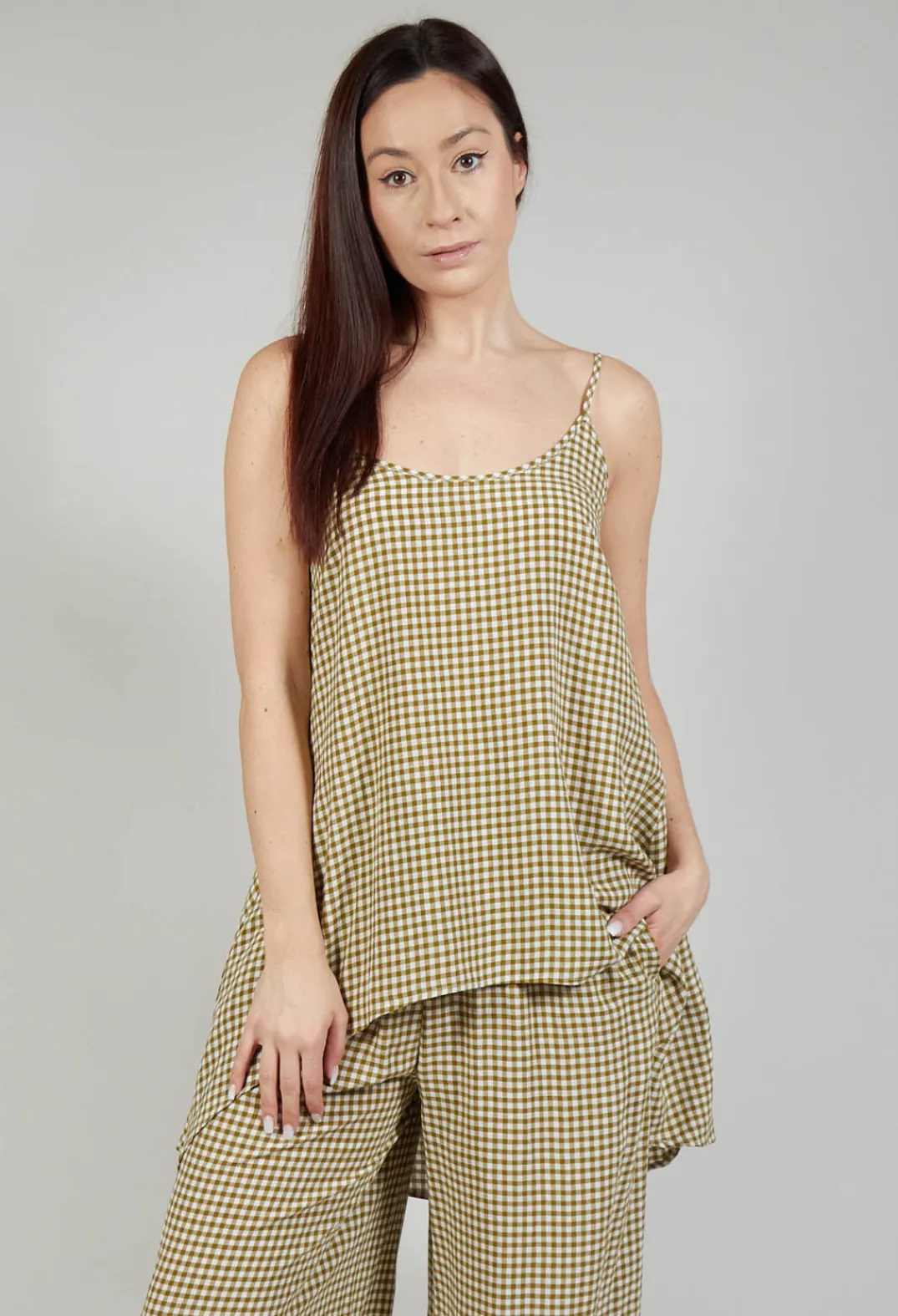 Operificio Neirami Tops^Gingham Tunic Vest in Foglia