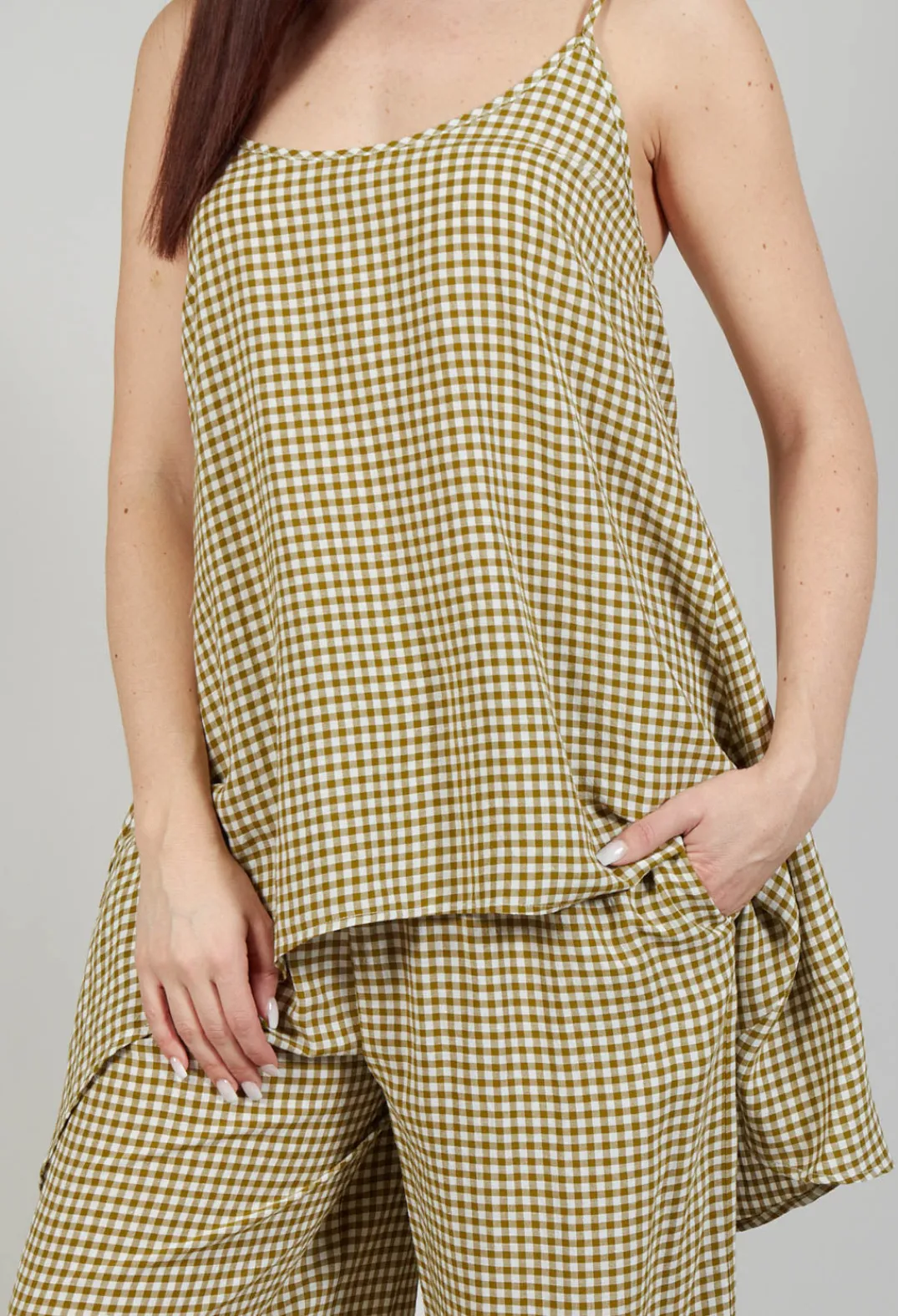 Operificio Neirami Tops^Gingham Tunic Vest in Foglia