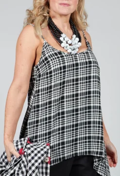 Operificio Neirami Tops^Gingham Tunic Vest in Nero