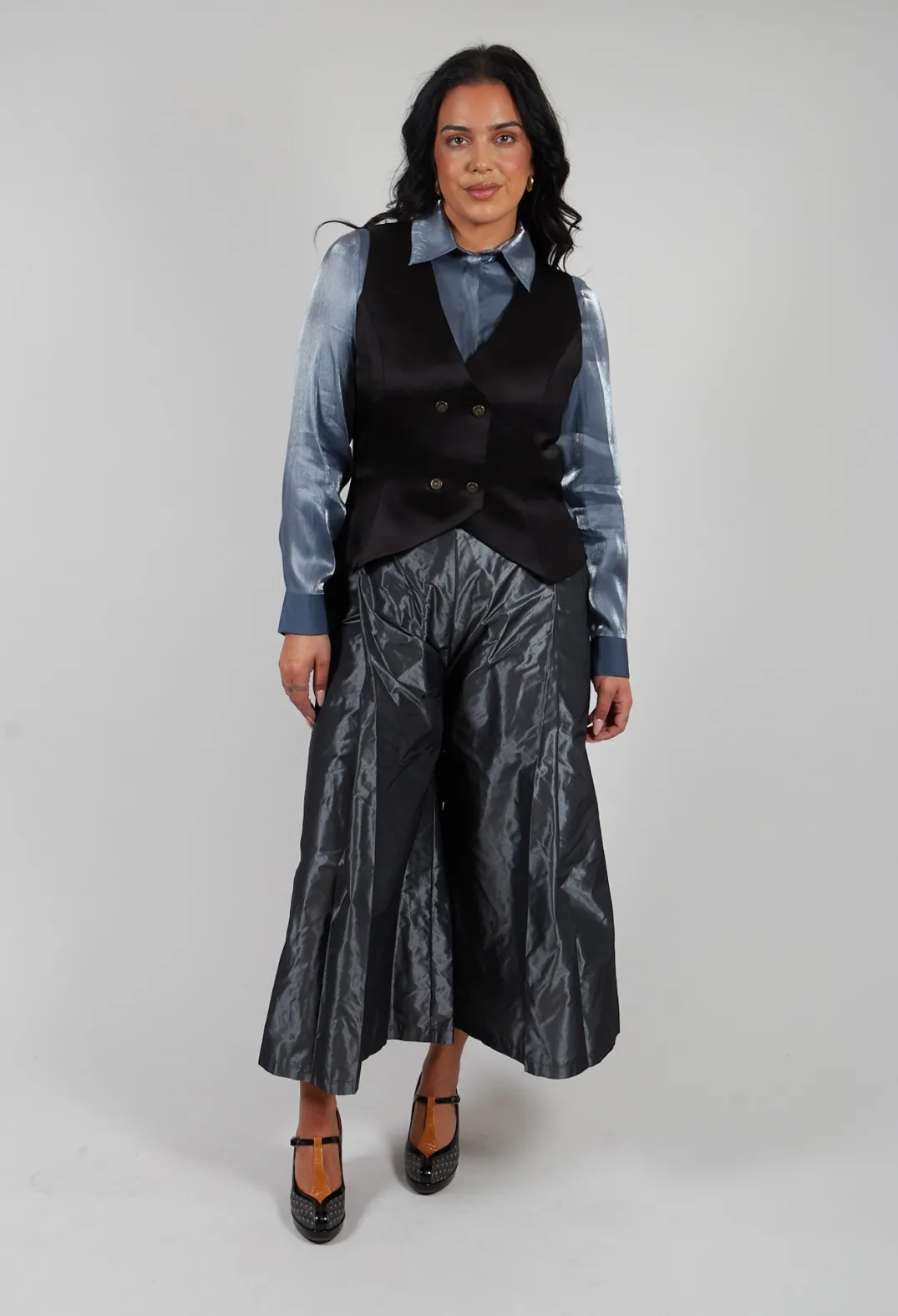 Sfizio Tops^Glossy Shirt in Blue