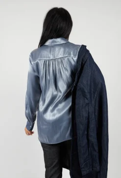 Sfizio Tops^Glossy Shirt in Blue